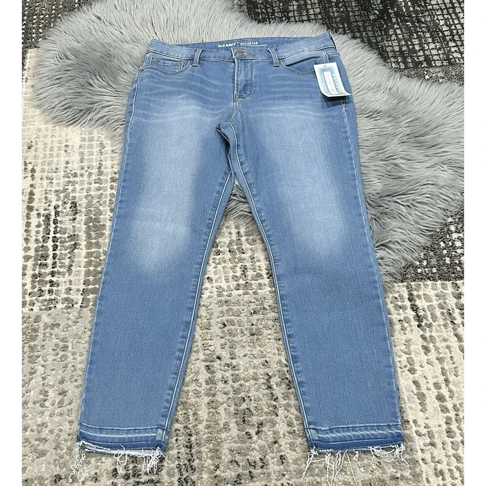 Old Navy Rockstar Womens Light Wash Secret Soft Skinny Jeans Stretch Size 10 NWT